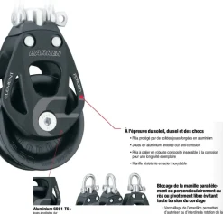 POULIE ELEMENT SIMPLE EMERILLON 80 MM - HARKEN