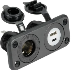 Prise allume-cigares + double USB-A+USB-C noir