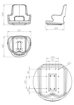 Siège bateau en polyéthylène - coque + coussins