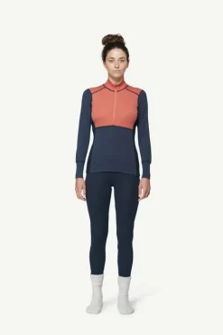 Sous-vêtement Merinos Femme LAUPAREN MERINO 190 ZIP NECK WMN CORAL/NIGHT/INK DEVOLD