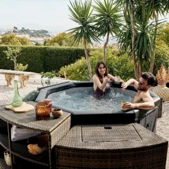 Spa portable à structure semi rigide netspa octopus 4/6 places + mobilier
