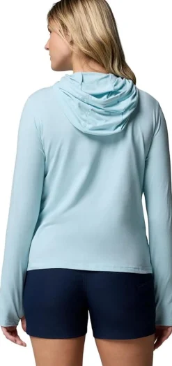 Sweat shirt de randonnée Femme W EU SUN TREK LS HOODIE MARINE LIGHT COLUMBIA