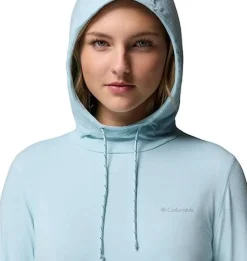 Sweat shirt de randonnée Femme W EU SUN TREK LS HOODIE MARINE LIGHT COLUMBIA