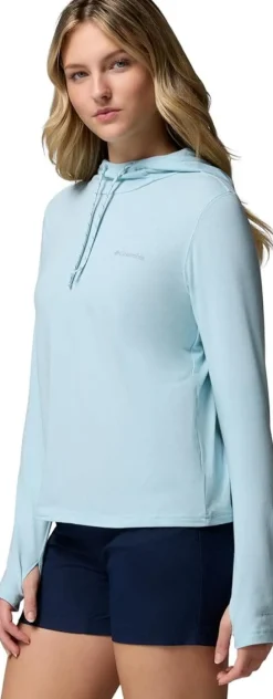 Sweat shirt de randonnée Femme W EU SUN TREK LS HOODIE MARINE LIGHT COLUMBIA