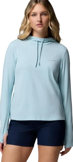 Sweat shirt de randonnée Femme W EU SUN TREK LS HOODIE MARINE LIGHT COLUMBIA