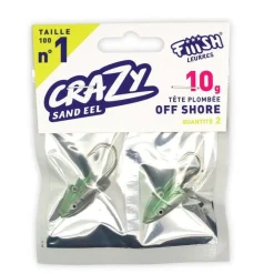 TÊTE PLOMBÉE FIIISH CRAZY SAND EEL 100 VERT NACRÉ