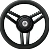 Volant Ghost cuir noir branches inox vernies 350mm - Osculati
