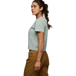 W BD STRIPE CROP SS TEE Foam Green-Laurel Green - BLACK DIAMOND